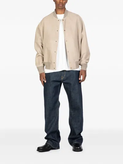 Salvatore Santoro Buttoned Bomber Jacket In Neutral