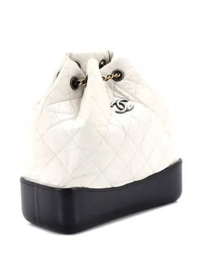 Pre-owned Chanel Gabrielle Quilted Calfskin Small Backpack In Black