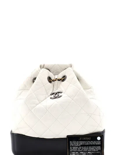 Pre-owned Chanel Gabrielle Quilted Calfskin Small Backpack In Black