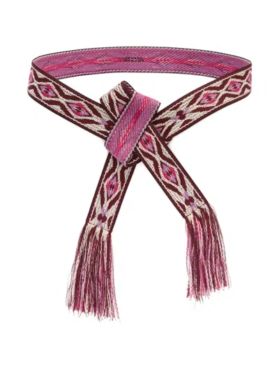 Isabel Marant Etki Geometric-pattern Belt In Pink