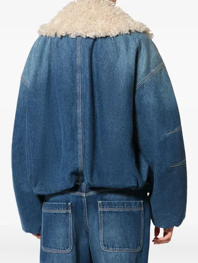 Isabel Marant Fur Collar Charone Jacket In Blue