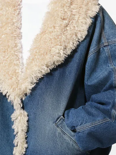 Isabel Marant Fur Collar Charone Jacket In Blue