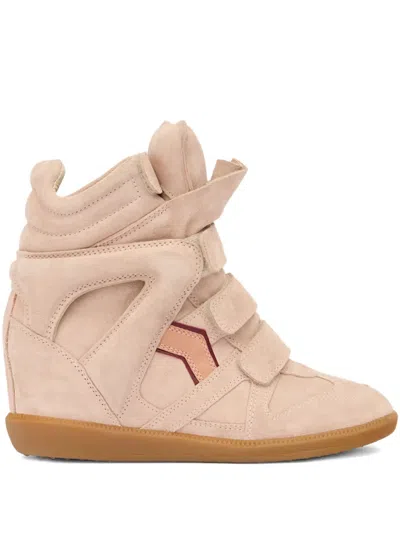 Isabel Marant Women Peach High Top Sneakers, 3.5 Luxury Sneakers For Women Darveys In Pink