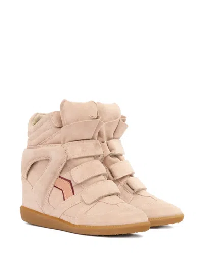 Isabel Marant Women Peach High Top Sneakers, 3.5 Luxury Sneakers For Women Darveys In Pink