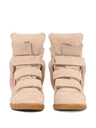 Isabel Marant Women Peach High Top Sneakers, 3.5 Luxury Sneakers For Women Darveys In Pink
