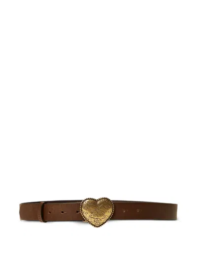 Twinset Heart Leather Belt In Brown