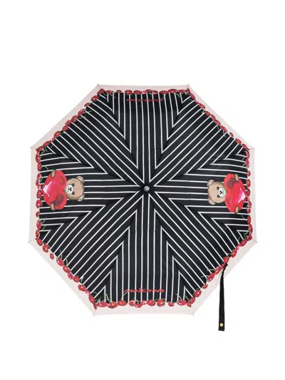 Moschino Striped-print Umbrella In Brown