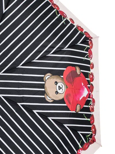 Moschino Striped-print Umbrella In Brown