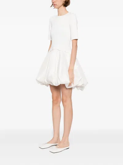 Simkhai Kenny White Crewneck Mini Dress With Puffed Skirt In Viscose Blend Woman
