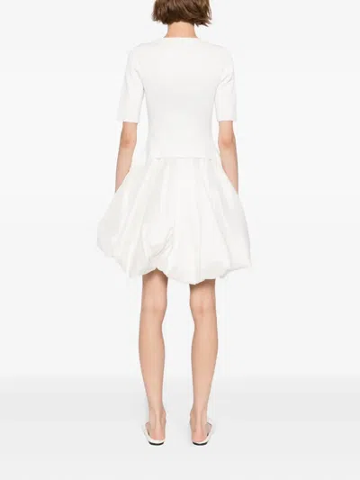 Simkhai Kenny White Crewneck Mini Dress With Puffed Skirt In Viscose Blend Woman