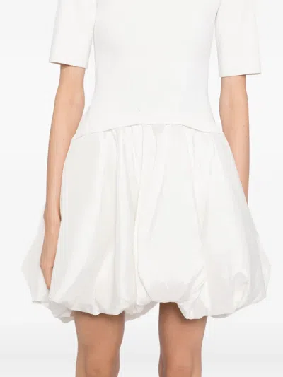 Simkhai Kenny White Crewneck Mini Dress With Puffed Skirt In Viscose Blend Woman
