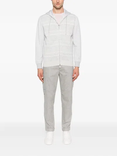 Eleventy Patterned Wool Hoodie In Gray