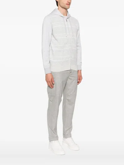 Eleventy Patterned Wool Hoodie In Gray