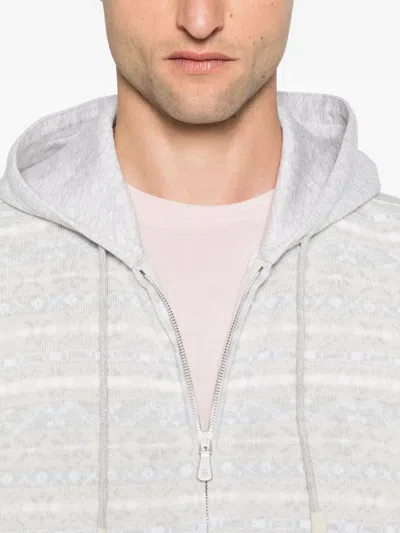 Eleventy Patterned Wool Hoodie In Gray