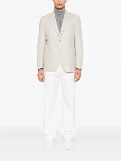 Eleventy Single-breasted Patch-pocket Blazer In Green