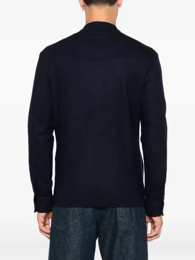 Eleventy Double-breasted Wool Jacket In Blue