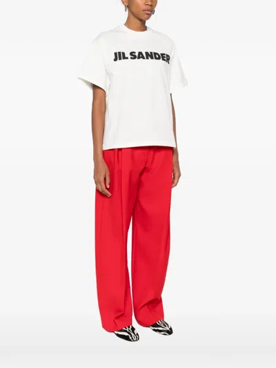 Jil Sander Crewneck Short Sleeves Classic Print T-shirt Clothing In White