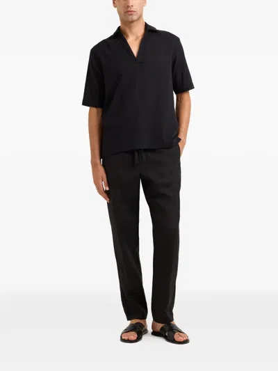 Orlebar Brown Ridley V-neck Short-sleeved Shirt In Black