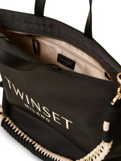 Twinset Logo Strap Tote Bag In Black