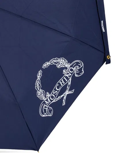 Moschino Logo-detail Graphic-print Umbrella In Brown