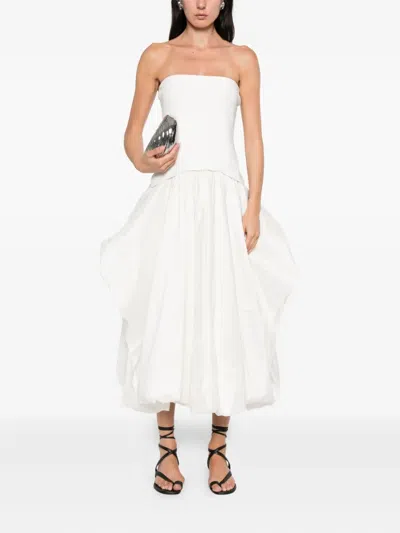 Simkhai Izzy Strapless Taffeta Midi Dress In White