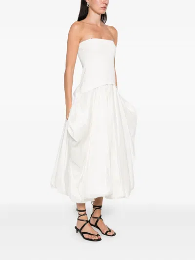 Simkhai Izzy Strapless Taffeta Midi Dress In White