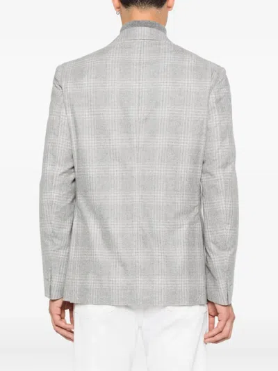 Eleventy Checked Single-breasted Blazer In Gray