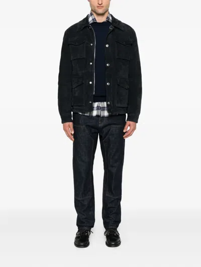 Eleventy Flap-pockets Suede Jacket In Black