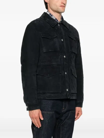 Eleventy Flap-pockets Suede Jacket In Black