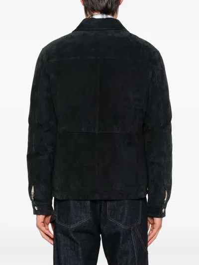 Eleventy Flap-pockets Suede Jacket In Black