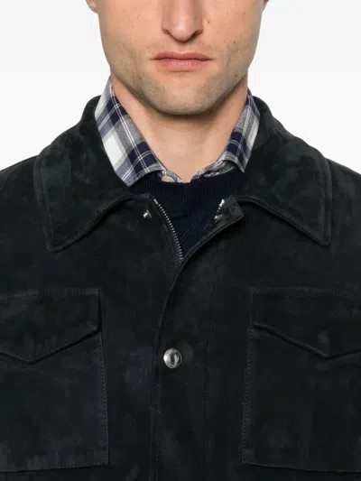 Eleventy Flap-pockets Suede Jacket In Black