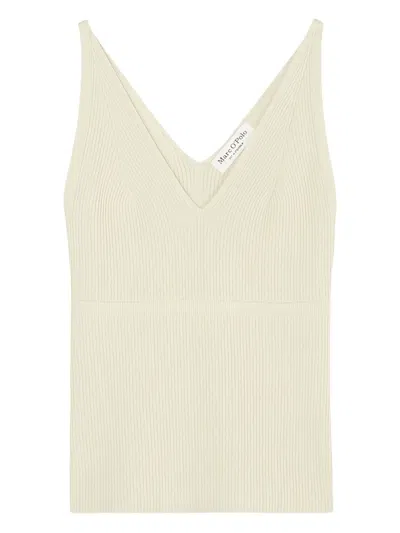 Marc O'polo Ribbed V-neck Tank Top In Yellow