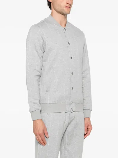 Eleventy Pinstripe Bomber Jacket In Gray