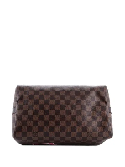 Pre-owned Louis Vuitton Speedy Bandouliere Bag Limited Edition Patches Damier 30 Satchel In Brown