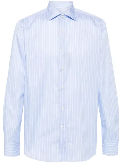 Canali Check-pattern Shirt In Blue