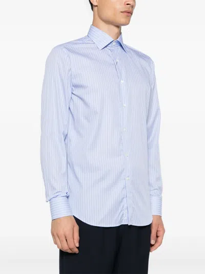 Canali Check-pattern Shirt In Blue