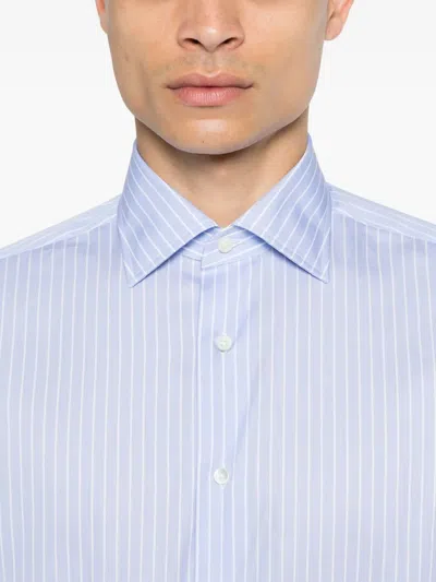Canali Check-pattern Shirt In Blue