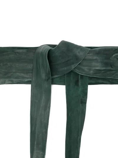 Sommet Tie Sheepskin Belt In Green