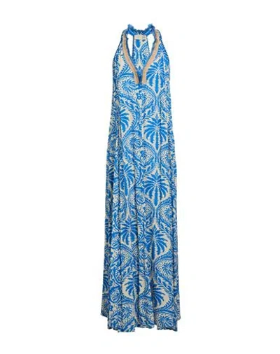 Bsb Jeans Woman Maxi Dress Azure Size M Viscose In Multi