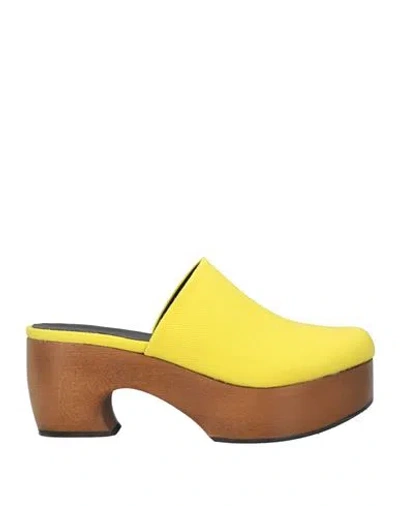 Grifoni Woman Mules & Clogs Yellow Size 7 Textile Fibers In Multi