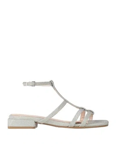 Lorenzo Mari Woman Sandals Light Grey Size 7 Textile Fibers In Animal Print