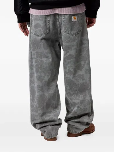 Carhartt Logo-patch Abstratc-pattern Trousers In Gray