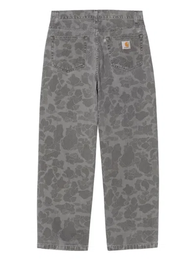 Carhartt Logo-patch Abstratc-pattern Trousers In Gray