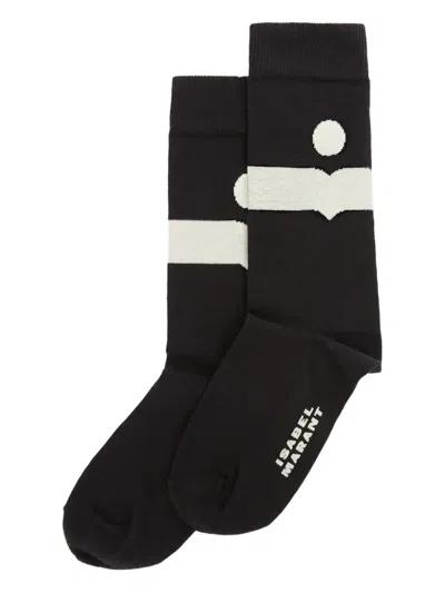 Isabel Marant Nesson Stripe Graphic Socks In Black