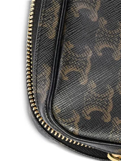 Pre-owned Celine Vertical Messenger Triomphe Coated Canvas Crossbody Bag In Black