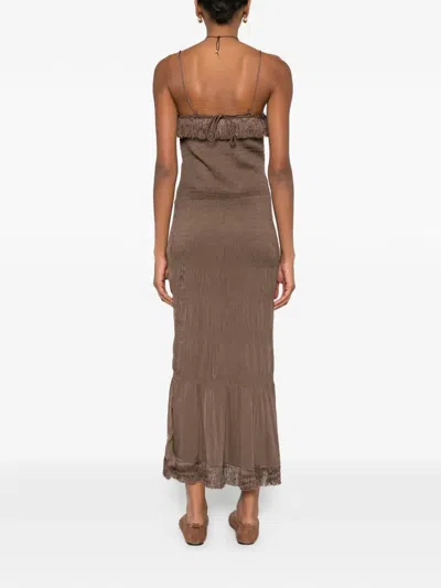 By Malene Birger Nova Fringed Maxi Dress In Brown