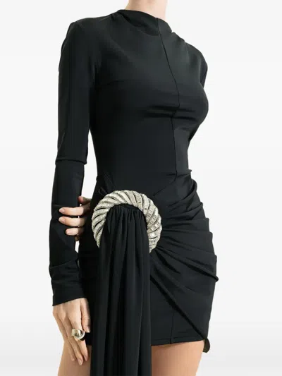 David Koma Spiral-drape Mini Dress In Black