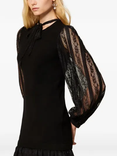 Twinset Lace Short Knit Dress In Black