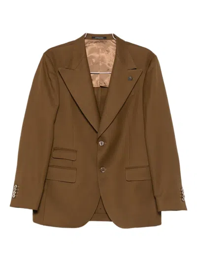 Luigi Bianchi Mantova Flap-pocket Buttoned Suit In Brown