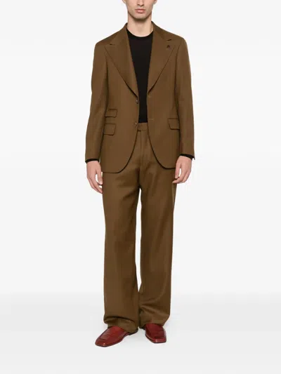 Luigi Bianchi Mantova Flap-pocket Buttoned Suit In Brown